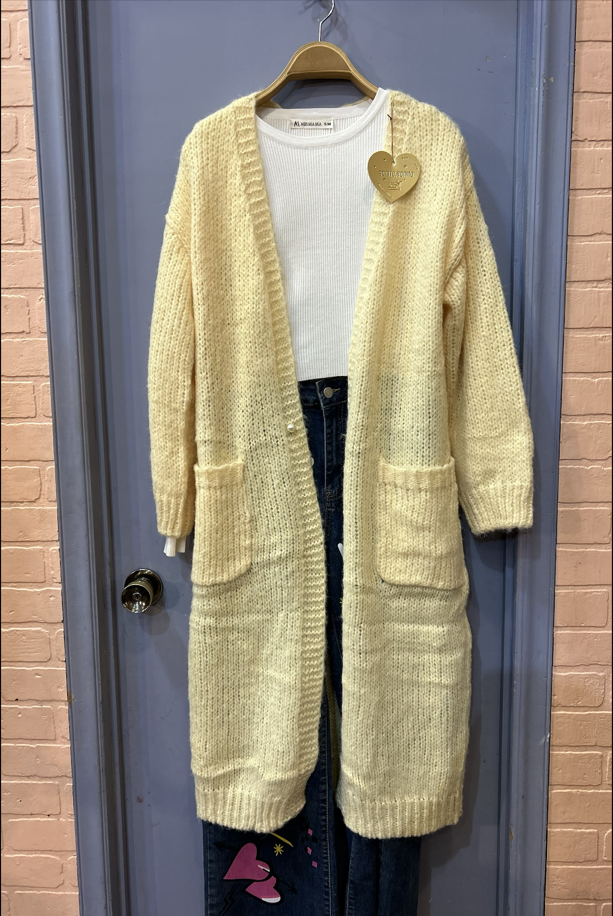 CARDIGAN LARGO PARIS BOTÓN PERLA