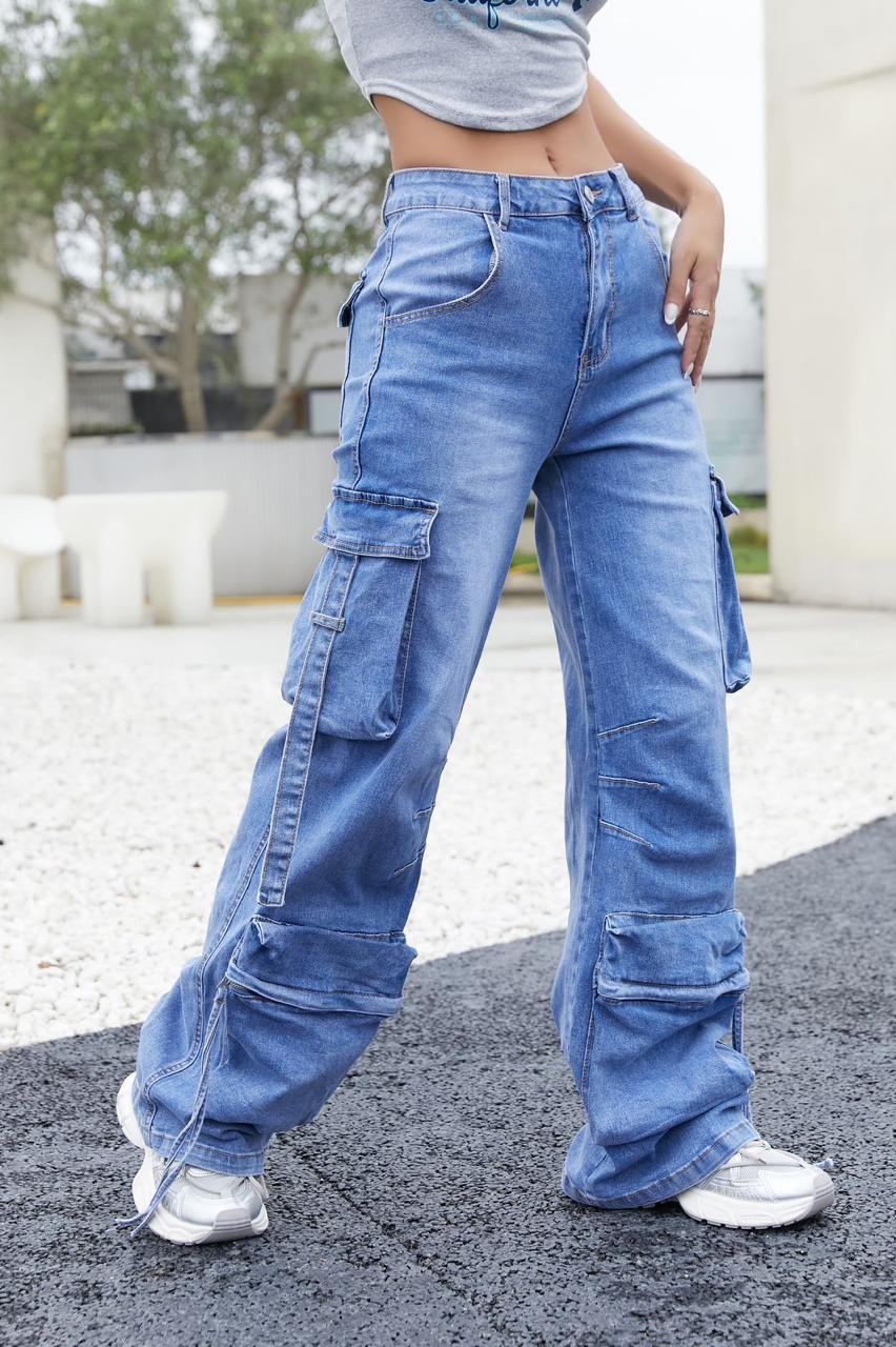 JEANS DENIM CARGO MISS 1211