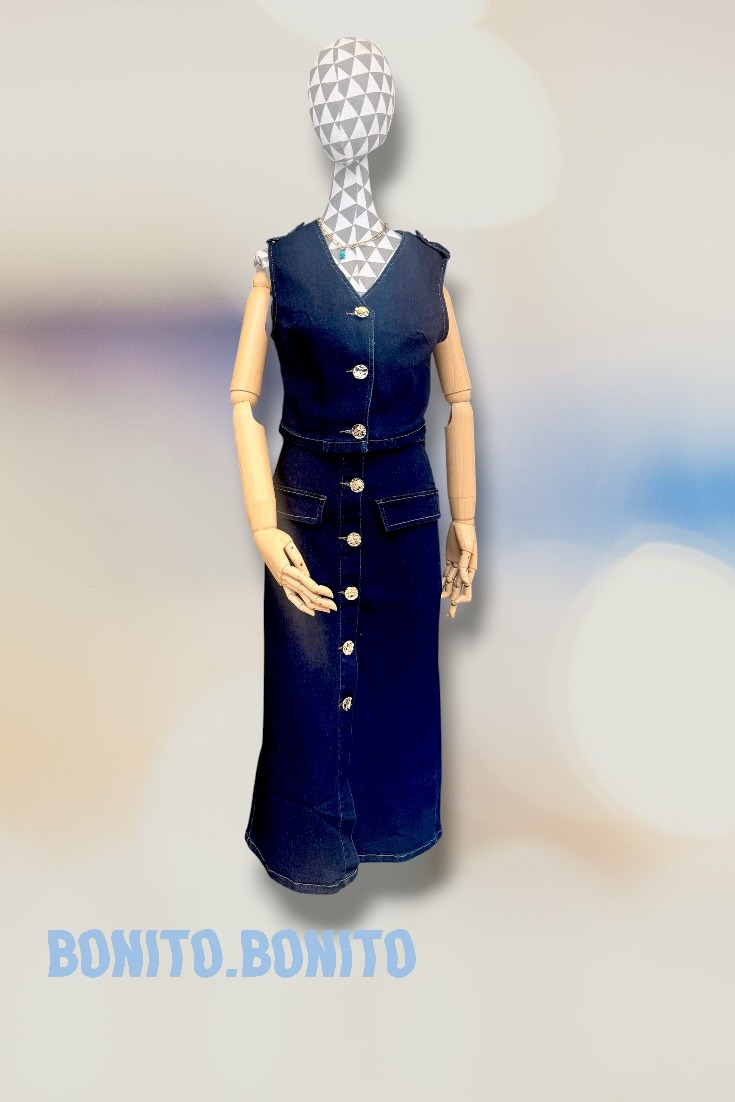 SET MISS DENIM FALDA BOTONES